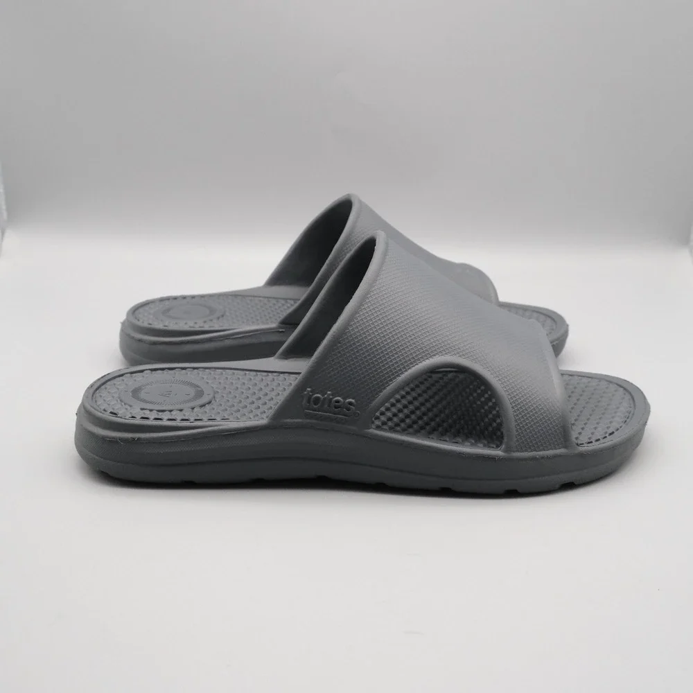 Totes Men Sol Bounce Slides Size 9 Grey Everywear Comfort Lightweight Sporty